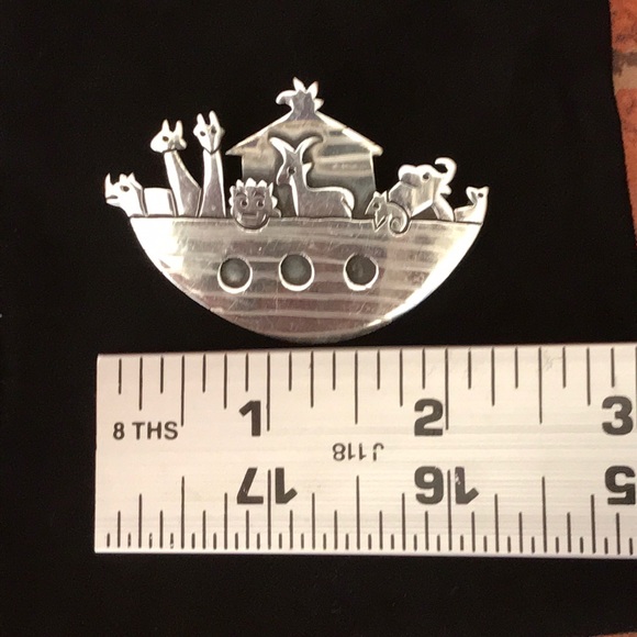 Artisan Sterling Silver Noah’s Ark Pin Brooch - Picture 2 of 8